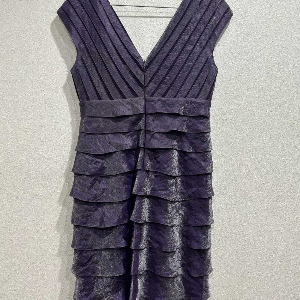 Adrianna Papell Purple Shimmer Tiered Dress Size 8 - image 4