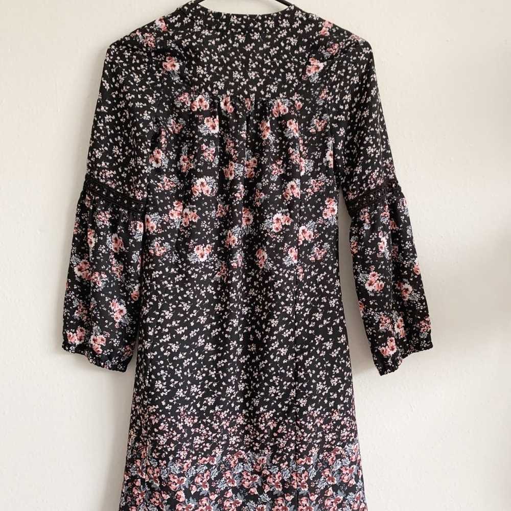 Black floral dress size M - image 3