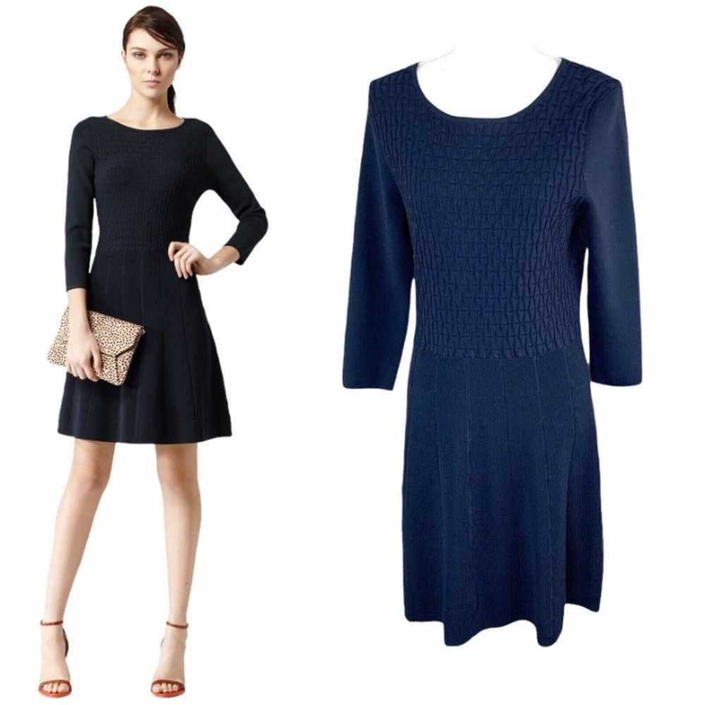 Reiss Women's Blue Jambo Fit Flare Knitted Dress … - image 1