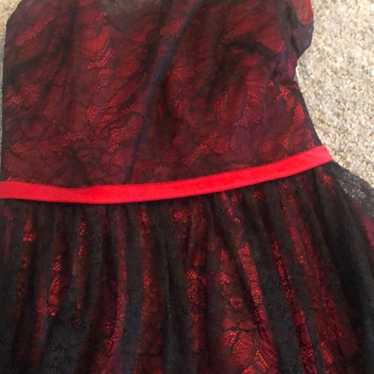 Red and Black lace bridesmaid dress