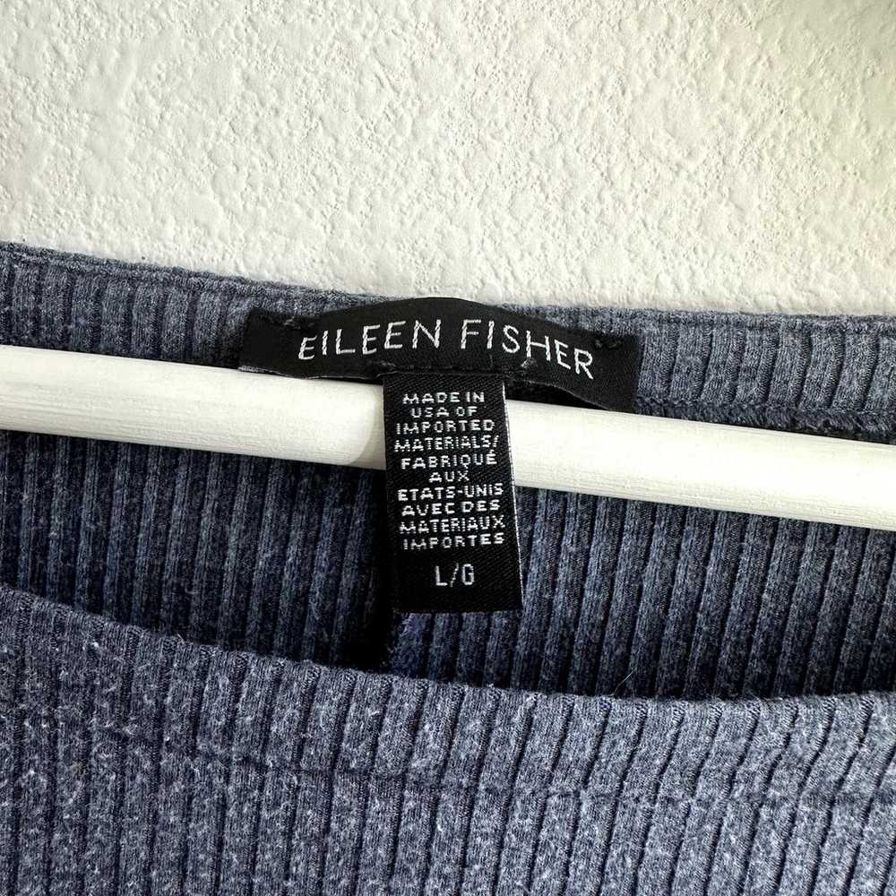 Eileen Fisher blue ribbed knit short sleeve swing… - image 3