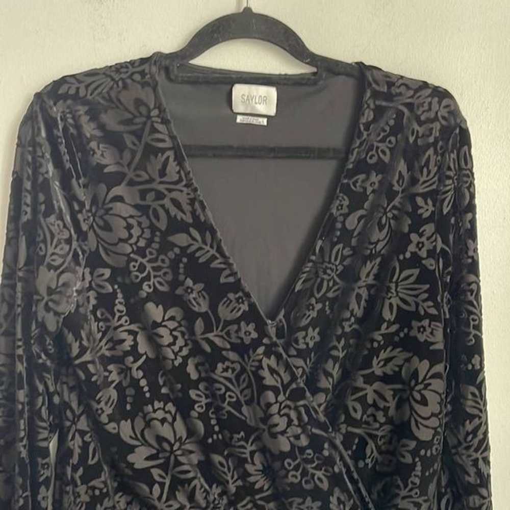 ANTHRO Saylor burn out velvet long sleeve faux wr… - image 2