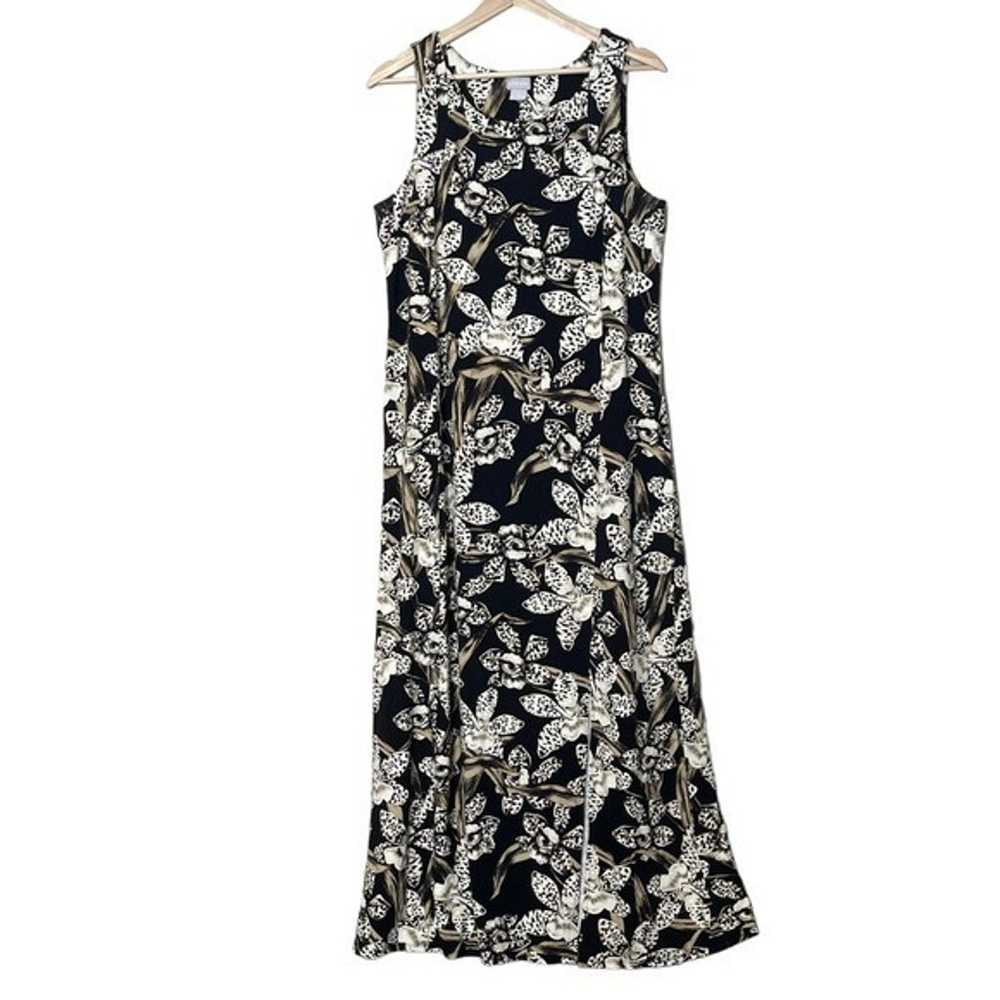 Chico’s Floral-Print Maxi Dress Size L Front Slit… - image 4