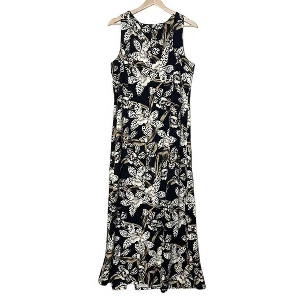 Chico’s Floral-Print Maxi Dress Size L Front Slit… - image 5