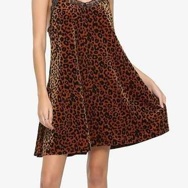 Leopard Print Velvet 90s Slip Dress w/pockets - image 1