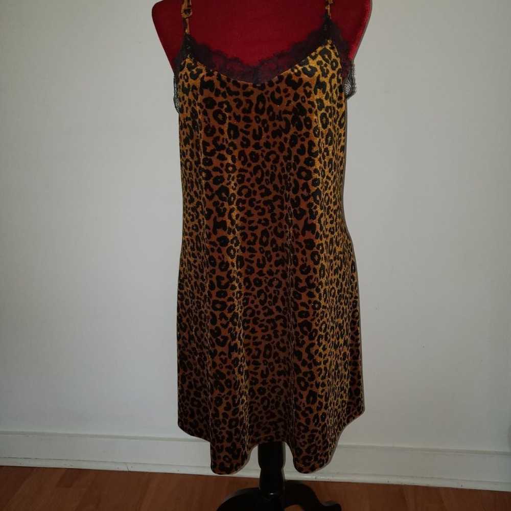 Leopard Print Velvet 90s Slip Dress w/pockets - image 4