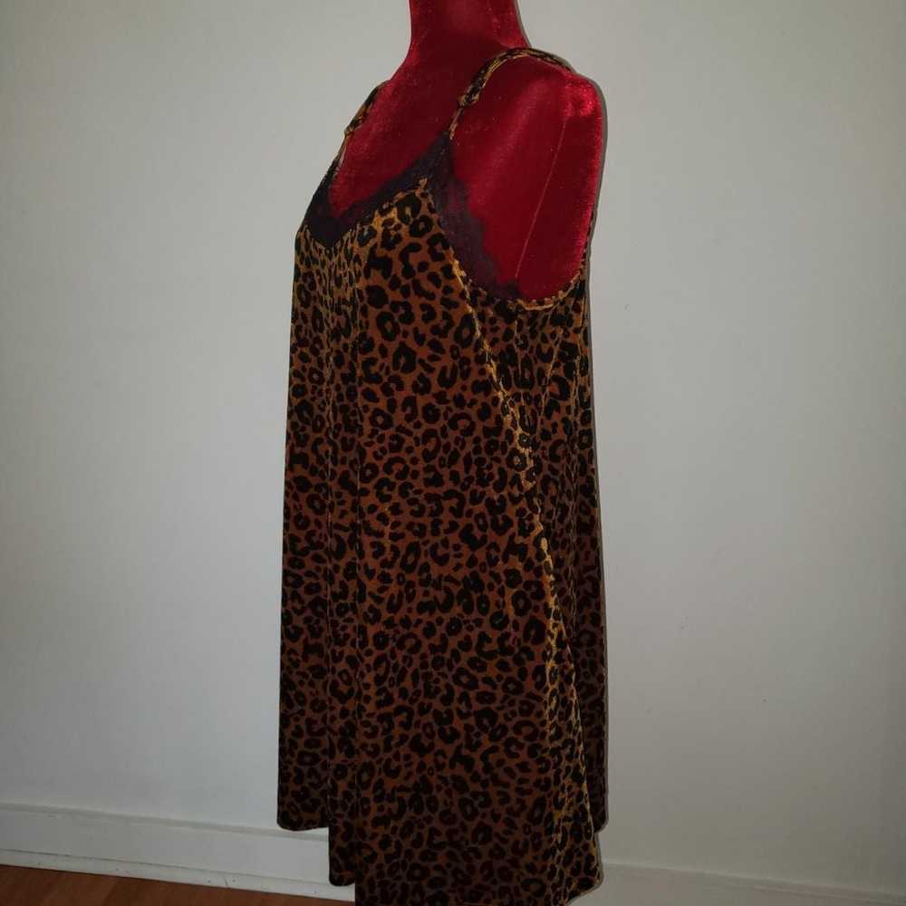 Leopard Print Velvet 90s Slip Dress w/pockets - image 5