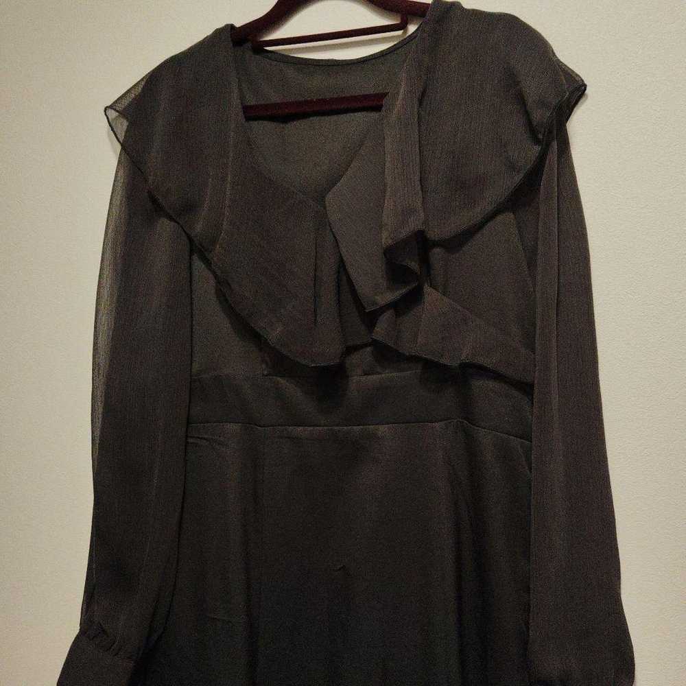 Junoa Frill Collar Flare One Piece Charcoal - image 7