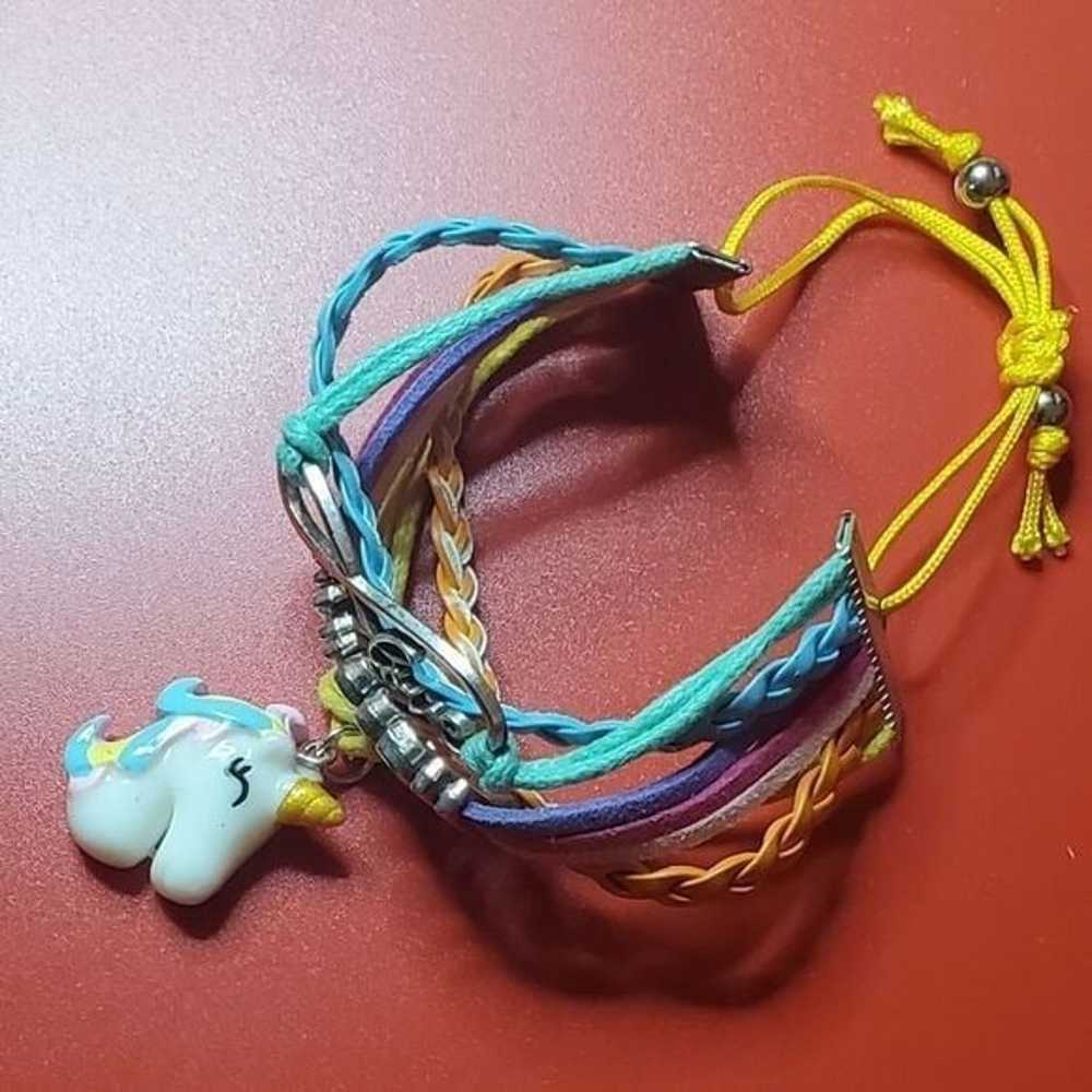 Unicorn rainbow charm‎ braided bracelet - image 1