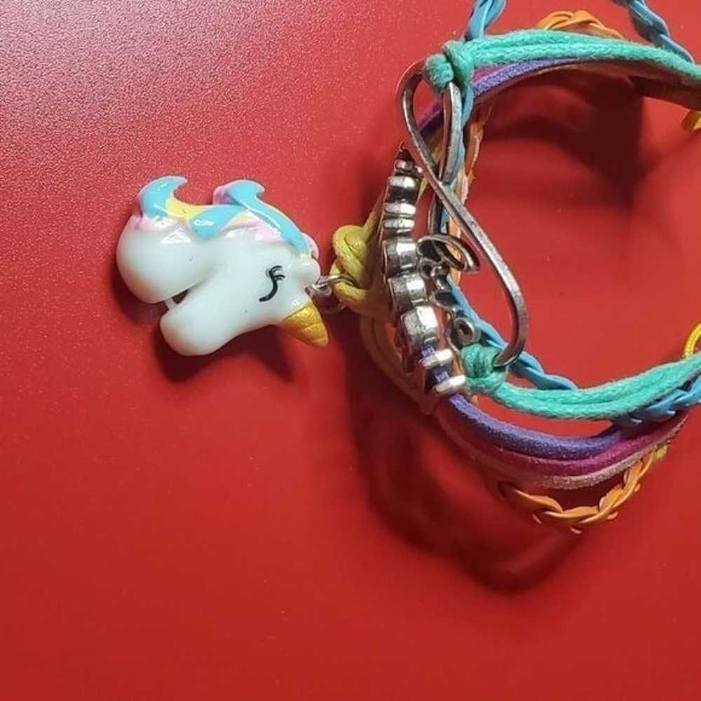 Unicorn rainbow charm‎ braided bracelet - image 2