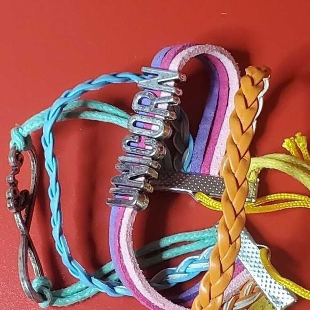 Unicorn rainbow charm‎ braided bracelet - image 3