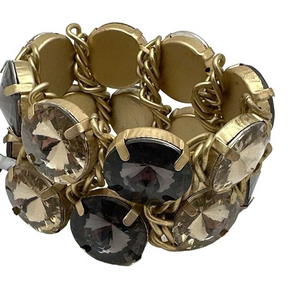 Vintage Chunky Gold-Tone Bracelet Large Clear & S… - image 3