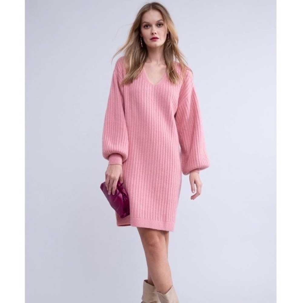 Rachel Parcell Pink Rib Knit Oversized Sweater Dr… - image 1