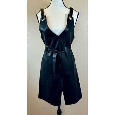 NWOT Venti6 Black Faux Front Wrap Leather Dress W… - image 1