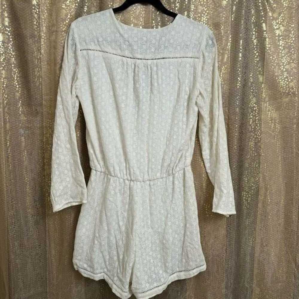 WAYF White Long Sleeve Lattice Trim Floral Eyelet… - image 2