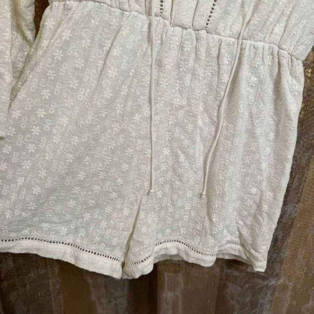 WAYF White Long Sleeve Lattice Trim Floral Eyelet… - image 6