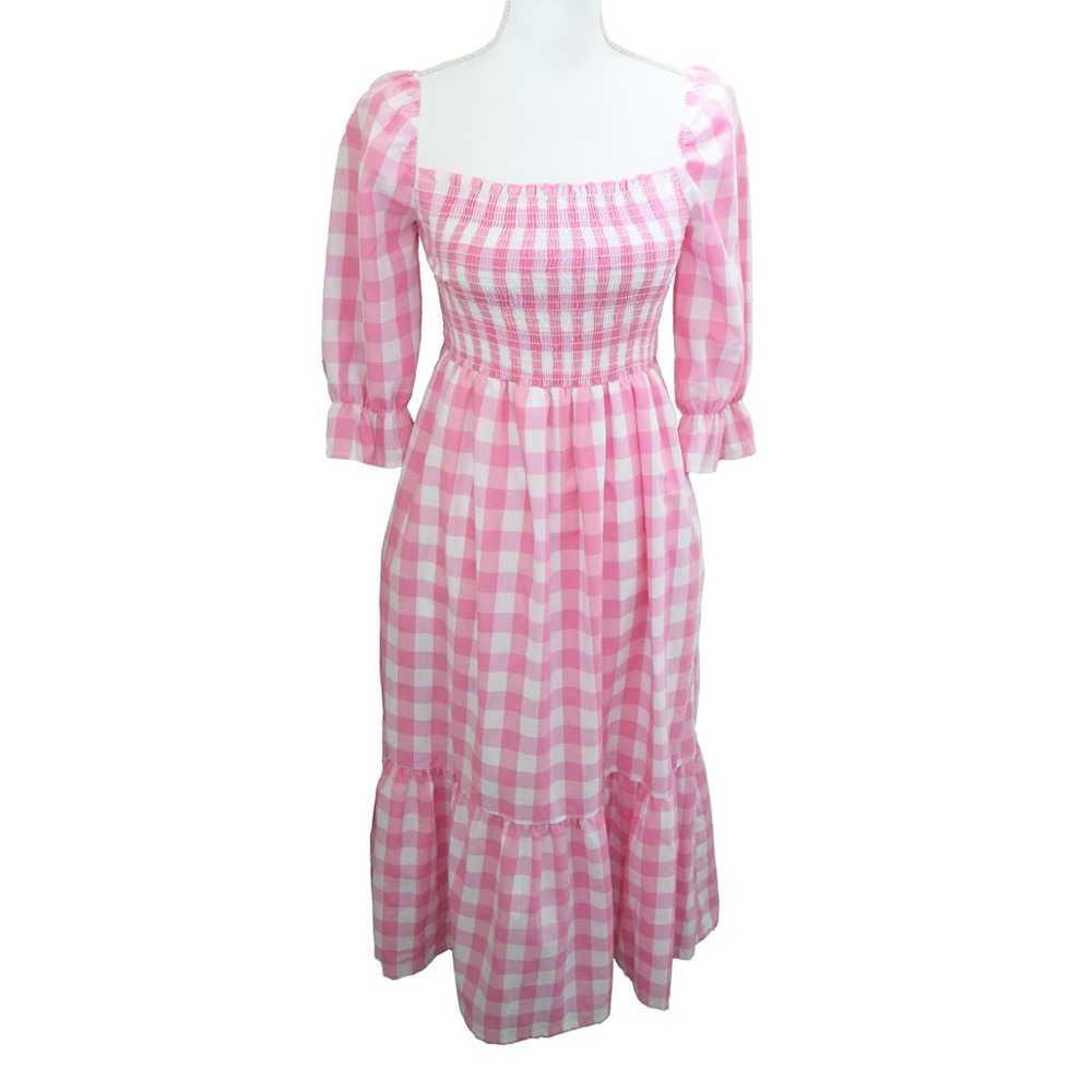 THE IMPECCABLE PIG Pink Gingham Check Smocked Mid… - image 1