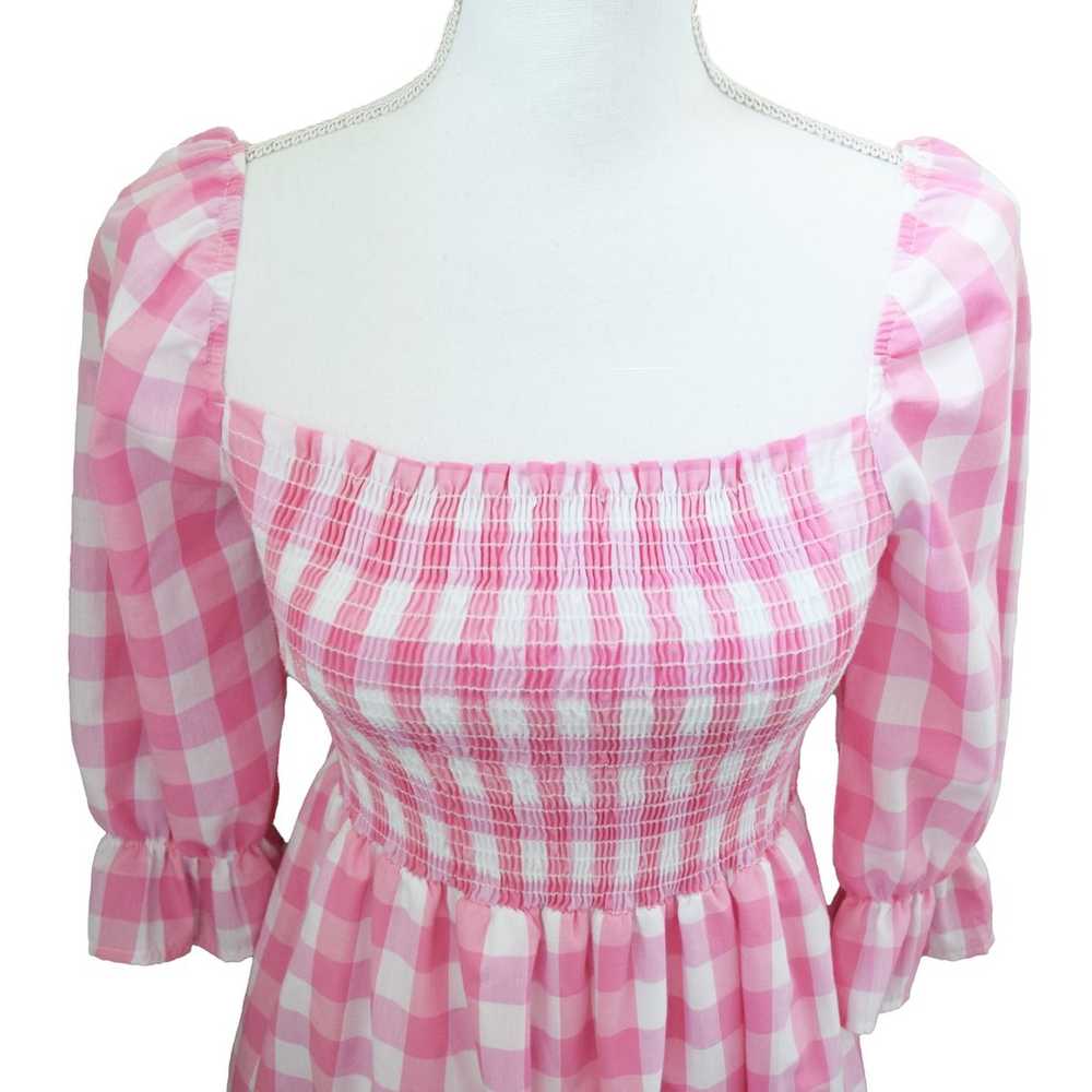 THE IMPECCABLE PIG Pink Gingham Check Smocked Mid… - image 2