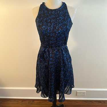 Banana Republic Blue Leopard Print Dress Size 6 Pe