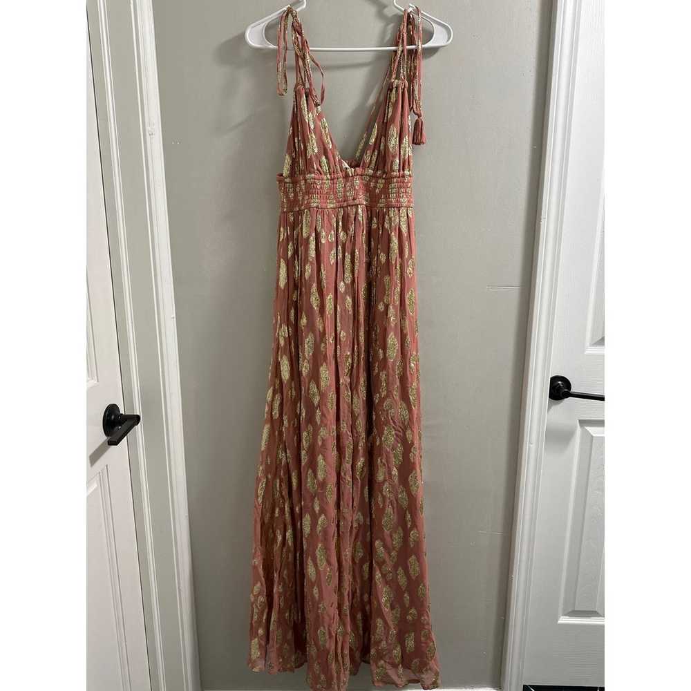 Altar'd State Dusty Coral Metallic Maxi Dress siz… - image 2