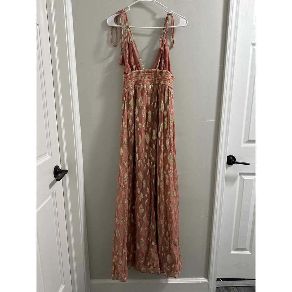 Altar'd State Dusty Coral Metallic Maxi Dress siz… - image 7