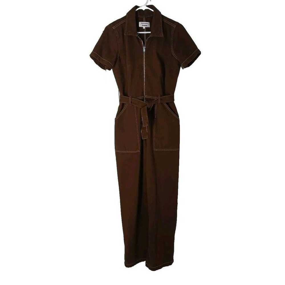 REFORMATION Cassidy Jumpsuit Brown Cotton Size 6 … - image 10