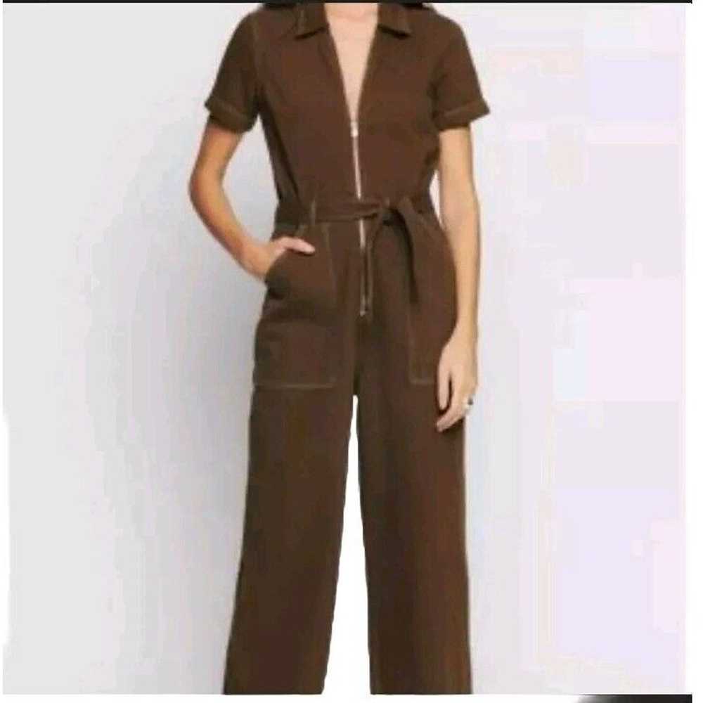 REFORMATION Cassidy Jumpsuit Brown Cotton Size 6 … - image 1