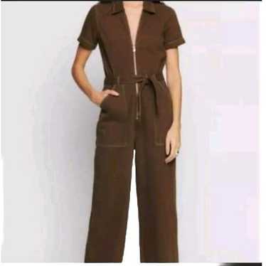 REFORMATION Cassidy Jumpsuit Brown Cotton Size 6 … - image 1