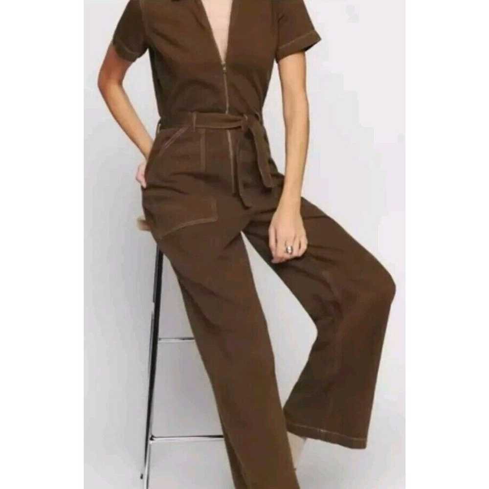 REFORMATION Cassidy Jumpsuit Brown Cotton Size 6 … - image 2