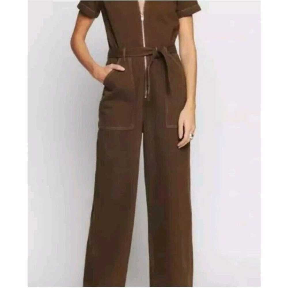 REFORMATION Cassidy Jumpsuit Brown Cotton Size 6 … - image 3