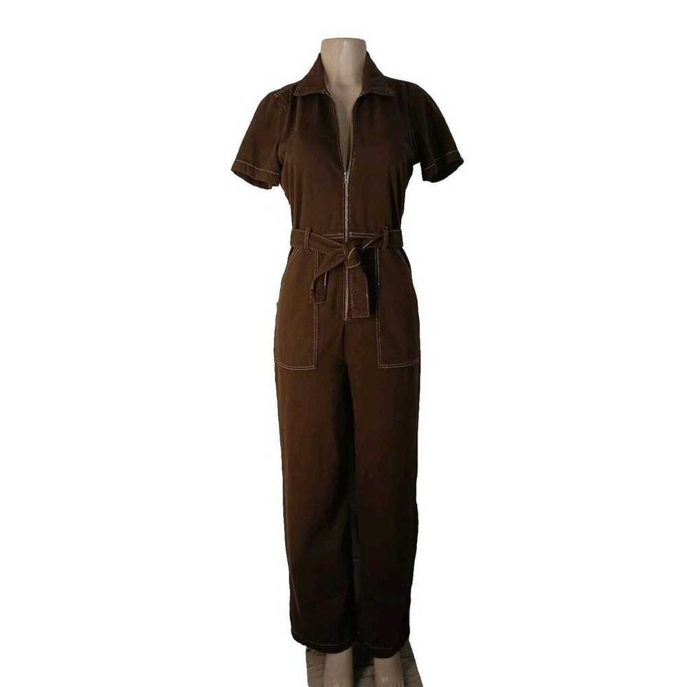 REFORMATION Cassidy Jumpsuit Brown Cotton Size 6 … - image 5