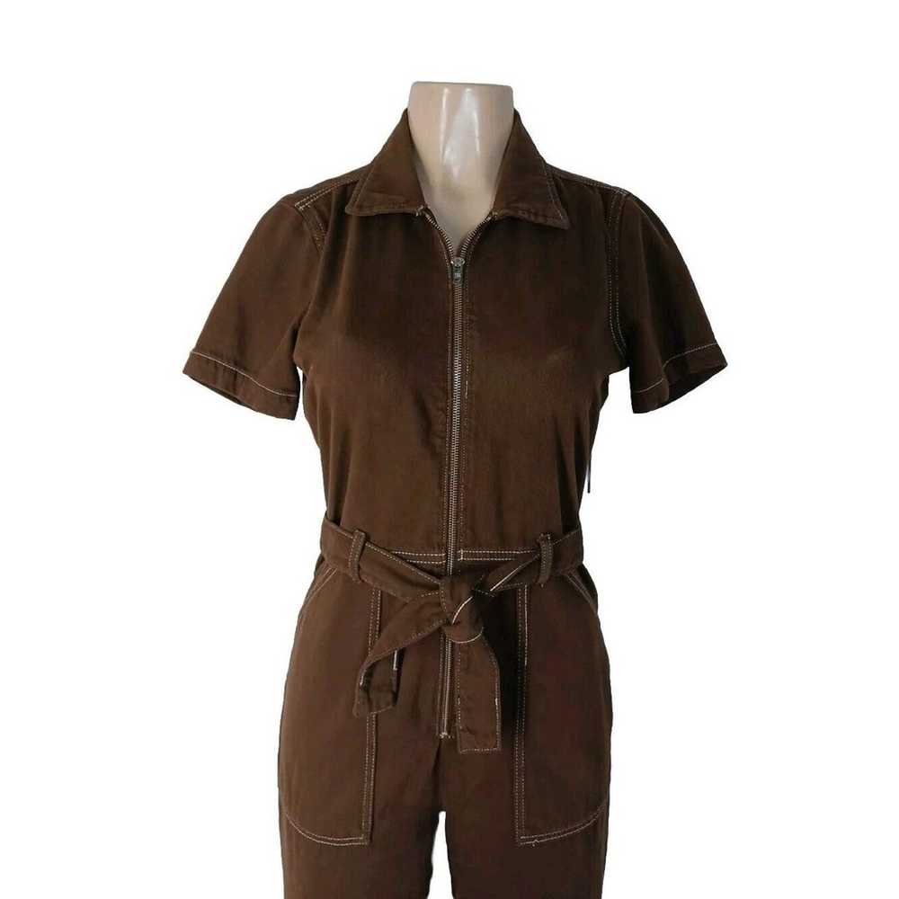 REFORMATION Cassidy Jumpsuit Brown Cotton Size 6 … - image 6