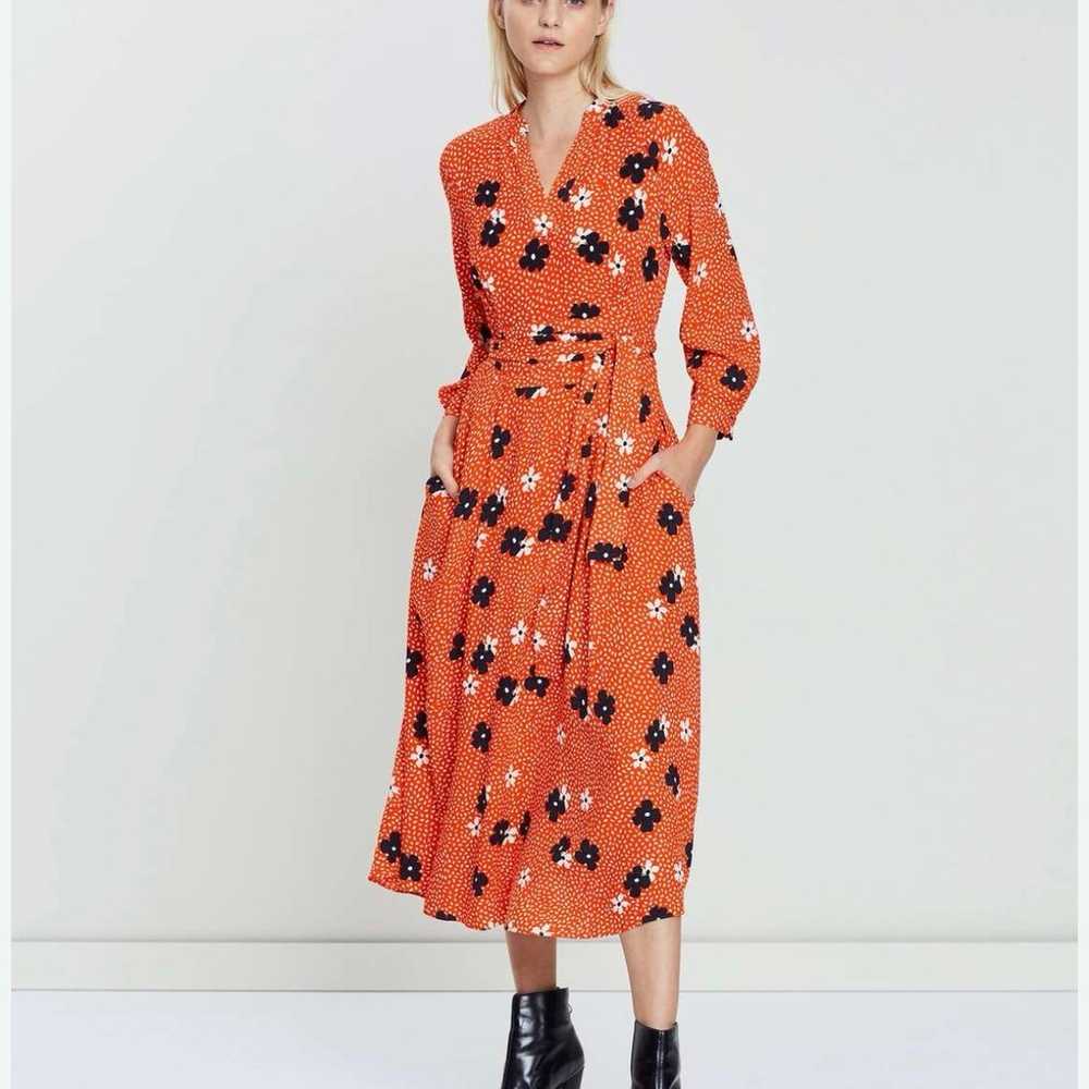 Whistles red blue floral midi dress with pockets - image 1