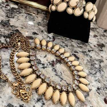 VINTAGE 90s J. Crew Rich Ivory Statement Necklace… - image 1