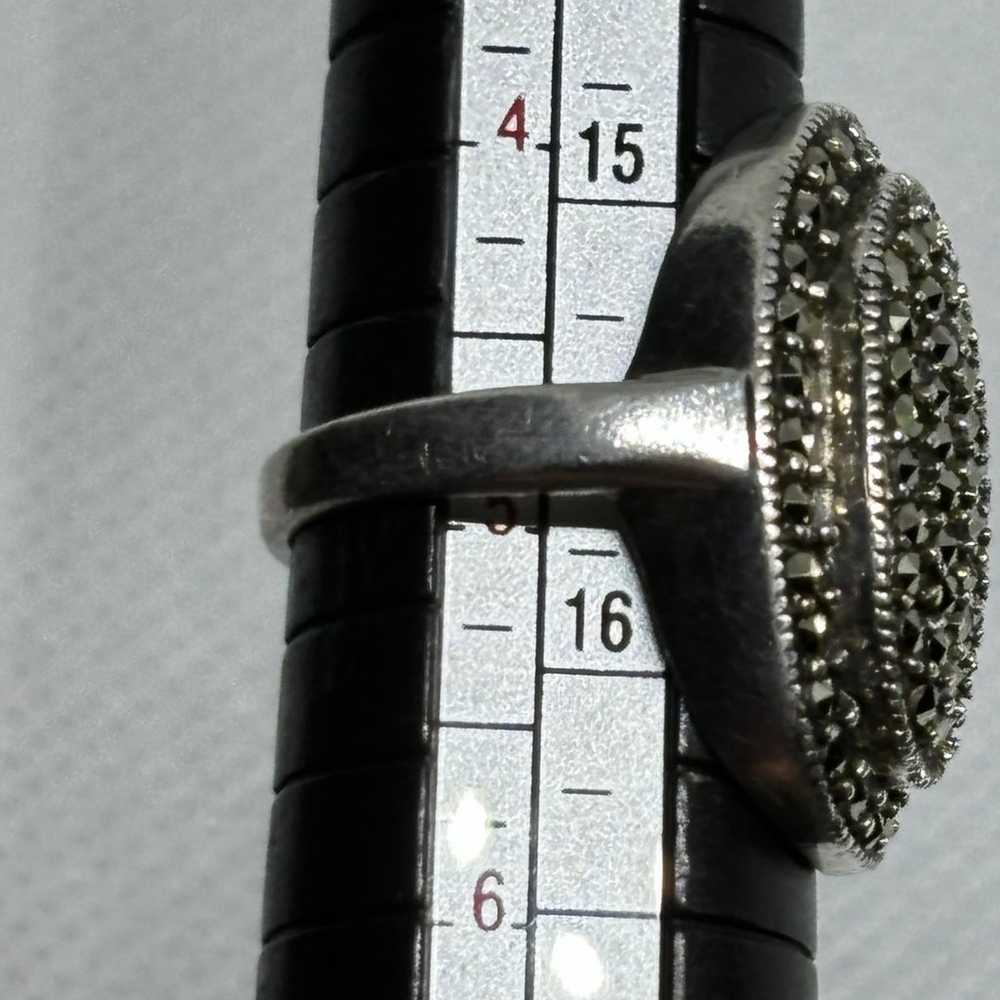 Vintage Sterling Silver Marcasite Dome Ring - image 7