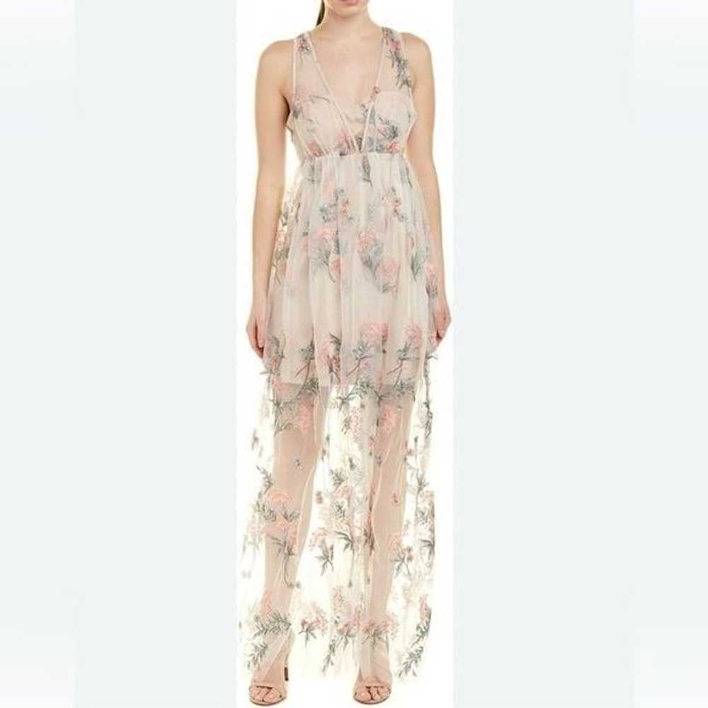 Avec Les Filles Pink Green Floral Grecian Lace Ov… - image 2