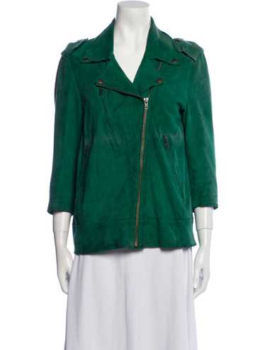 Acne Studios Leather Biker Jacket Green Pointed C… - image 1