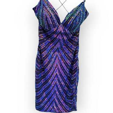 Windsor Med Sequin V-Neck Mini Dress Purple Formal