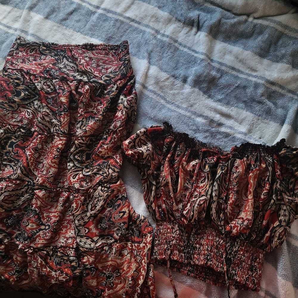 HANDMADE two piece blouse and skirt set - image 1