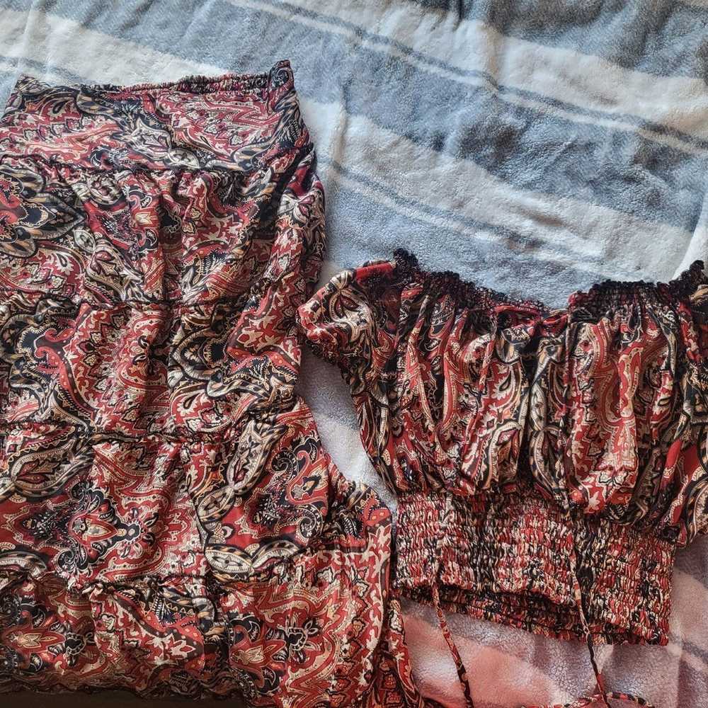 HANDMADE two piece blouse and skirt set - image 2