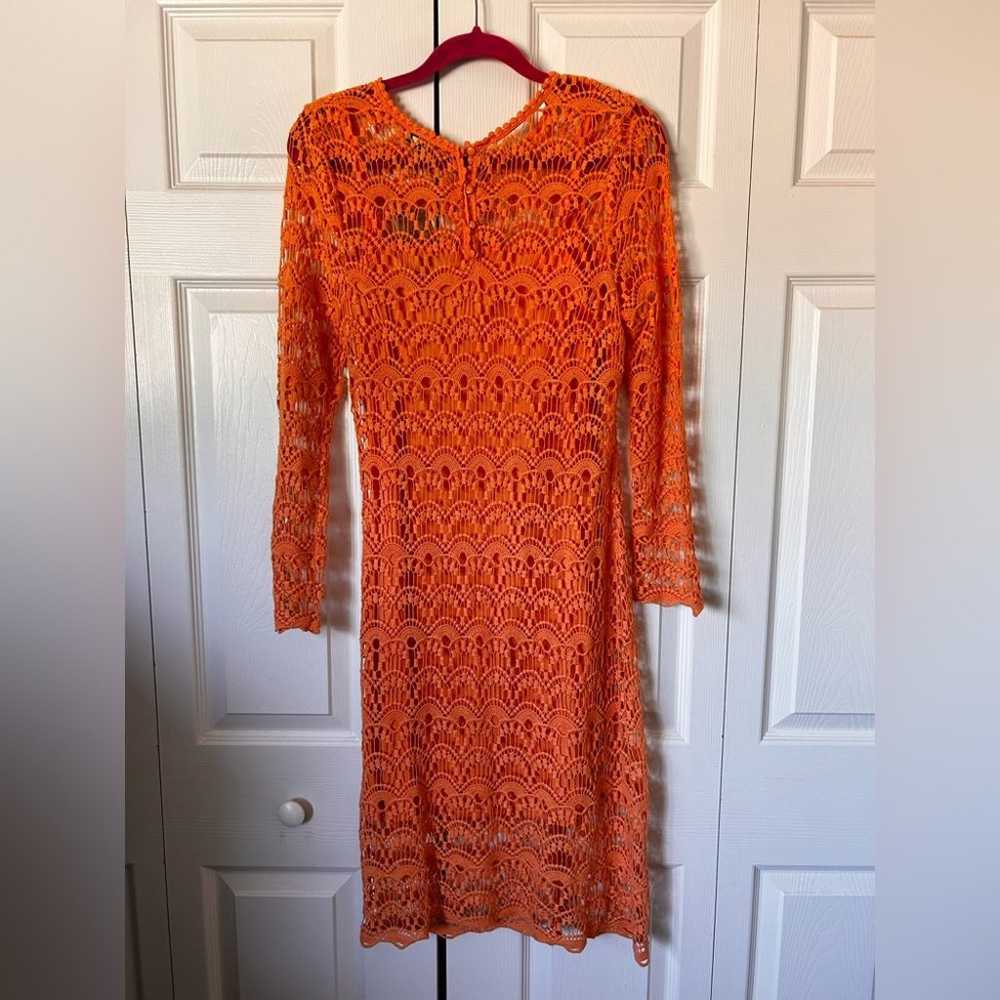 CREMIEUX Orange Crochet dress with slip. - image 2