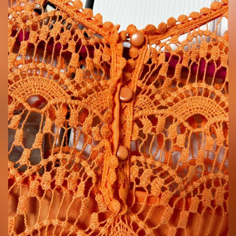 CREMIEUX Orange Crochet dress with slip. - image 3