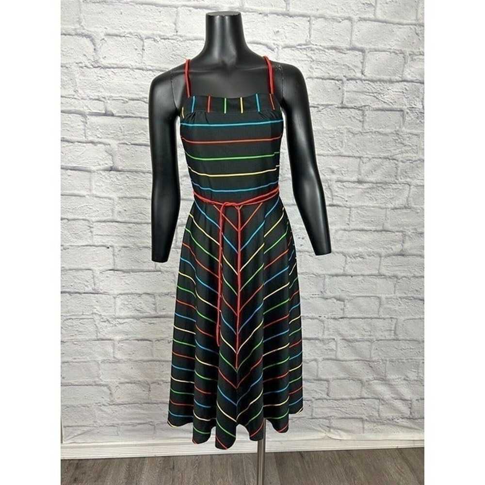 Samuel Blue Multi Color Stripes Sleeveless Backle… - image 1