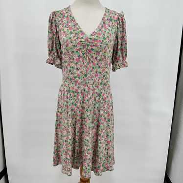 Boden Spring Floral Knit Puff Sleeve Jersey Dress… - image 1