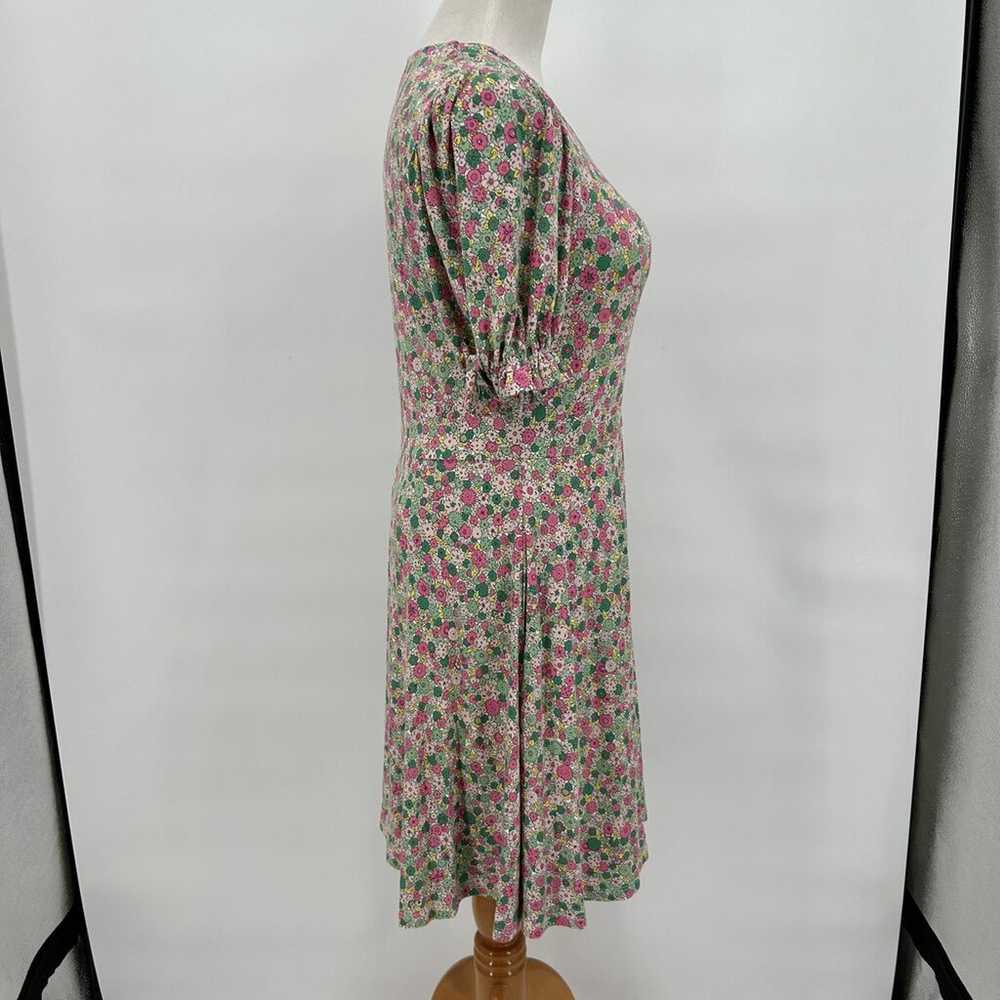 Boden Spring Floral Knit Puff Sleeve Jersey Dress… - image 2