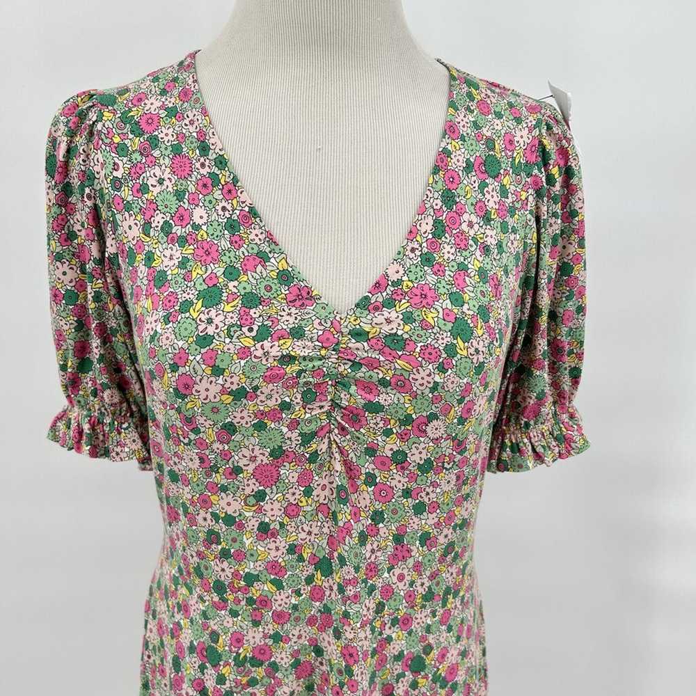 Boden Spring Floral Knit Puff Sleeve Jersey Dress… - image 4