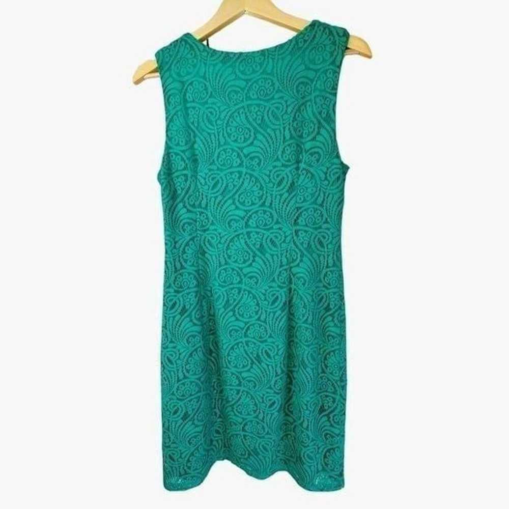 Eliza J Teal Green Crochet High Neck Lace Overlay… - image 4