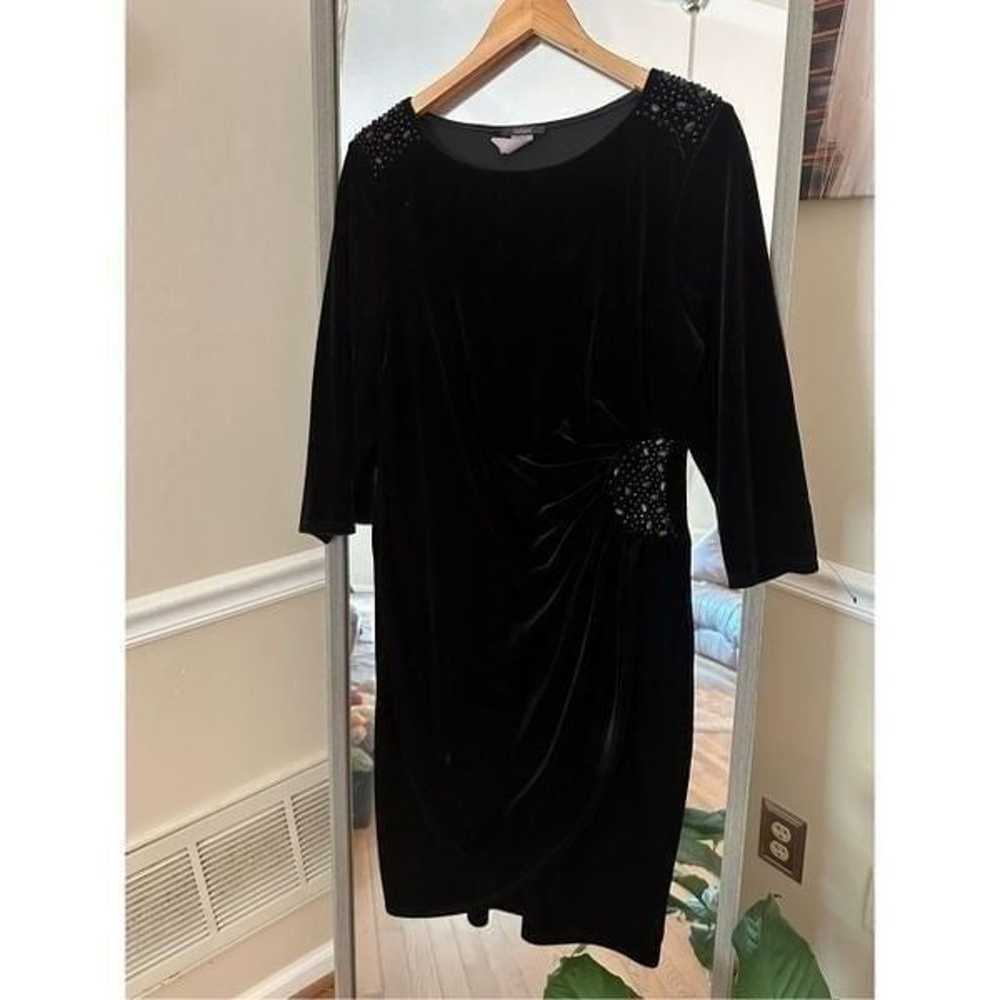 MSK Velvet Beaded Sheath Dress Size 10 Black - image 1