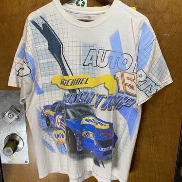 Vintage Y2K Nascar Michael Waltrip shops Napa Racing All Over Print Shirt Sz XL