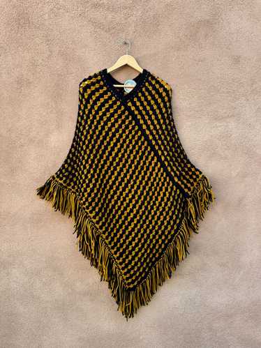 1970's Black & Gold Acrylic Poncho